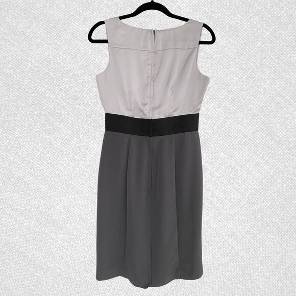 H&M Sleeveless Elastic Waist Dress Surplice V Neck Two Tone Gray Size 6 - Picture 2 of 8